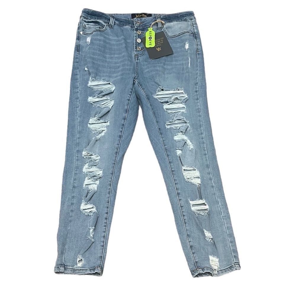 Indigo Rein Size 16 Distressed  Ankle Jeans